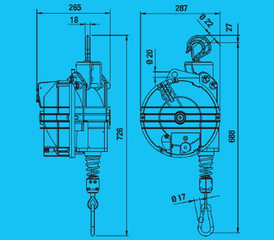 9442 - Balancér pružinový, Nosnosť: 70 - 80 kg - TECNA