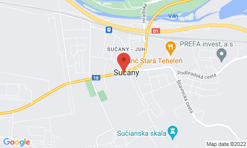 Google map: Hlavná 3, Sučany